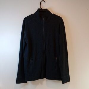 Prana Full Zip Sweater Jacket Women's Sz Large Navy Blue Heavy Thick NICE EUC